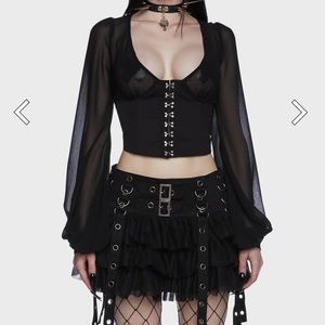 Dolls Kill Widow Pleasing Terrors Chiffon Blouse